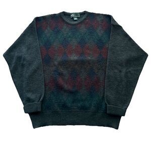 Vintage Croft & Barrow Men's‎ Medium Wool Blend Argyle Pattern Pullover Sweater